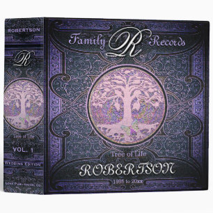 Classeur Arborescence familiale  Ancien look en cuir violet