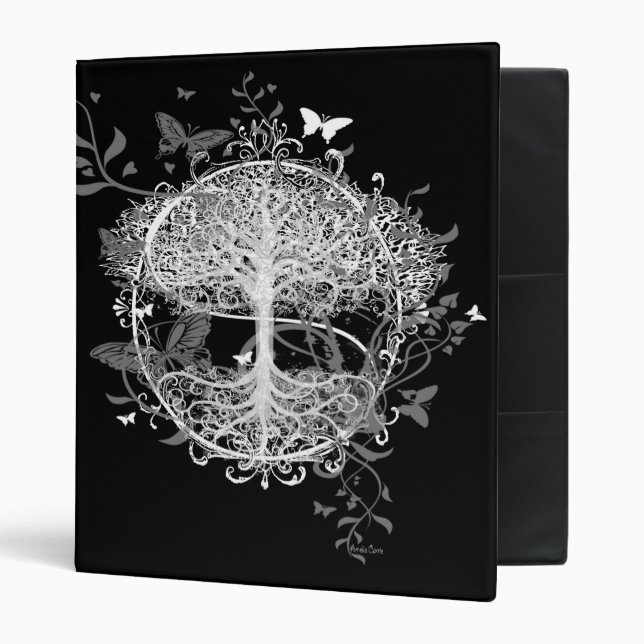 Classeur Arbre de la vie dans le blanc avec des papillons (Devant/intérieur)