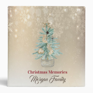 Classeur Arbre de Noël aquarelle flocons de neige