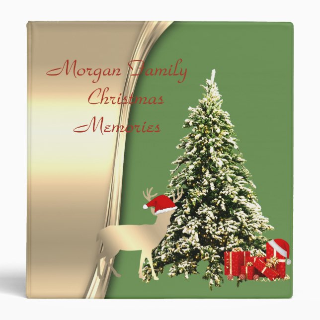 Classeur Arbre de Noël, Cerf avec chapeau de Père Noël, Cad (Devant)