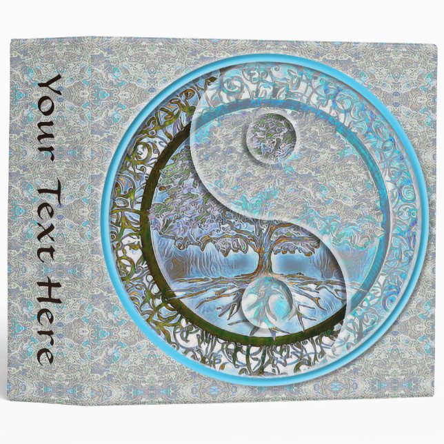 Classeur Arbre de vie Yin Yang Blue (Devant/Côté)
