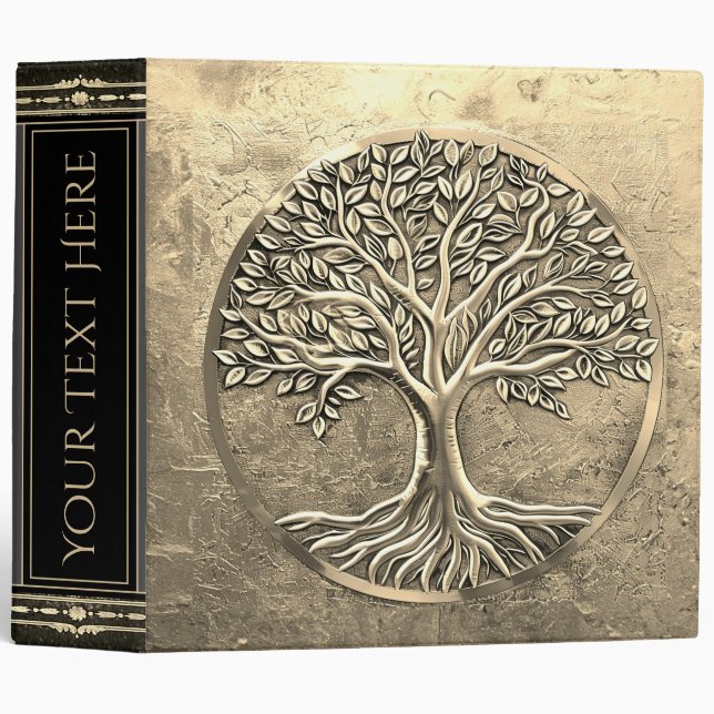 Classeur Arbre d'or gravé de la vie (Devant/Côté)
