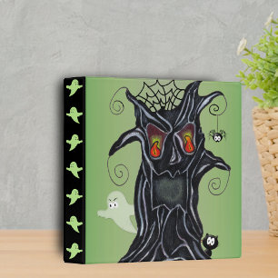 Classeur Arbre Noir effrayant Visage Fantôme Chat Araignée
