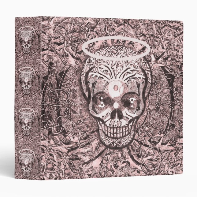 Classeur Arbre rose de crâne de la vie avec des yeux de Yin (Devant/Côté)