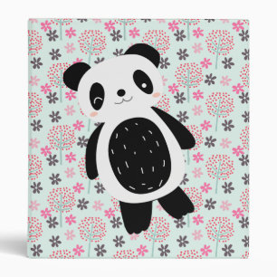 Classeur Arbres, fleurs et ours de panda