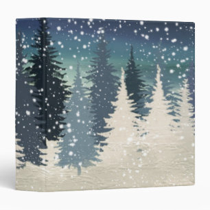 Classeur Arbres forestiers et flocon de neige d'hiver