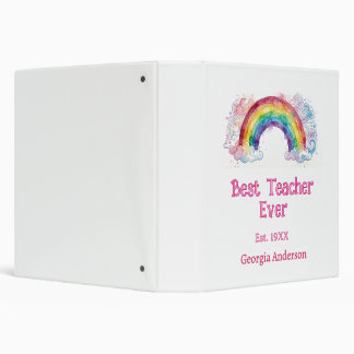 Classeur arc-en-ciel aquarelle pastel meilleur professeur j