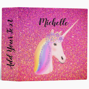Classeur Arc-en-ciel Unicorn Parties scintillant rose Écla