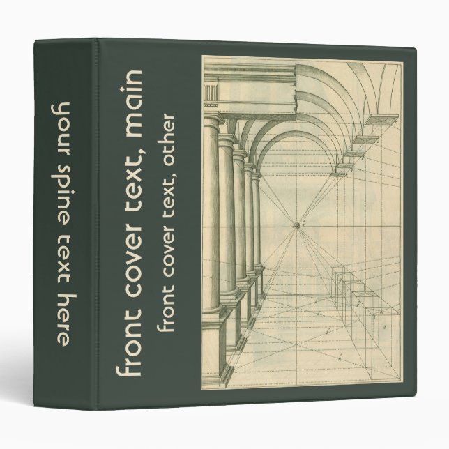 Classeur Architecture vintage, Perspective Colonnes Arches (Devant/Côté)