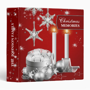 Classeur Argent élégant et album photos rouge de Noël