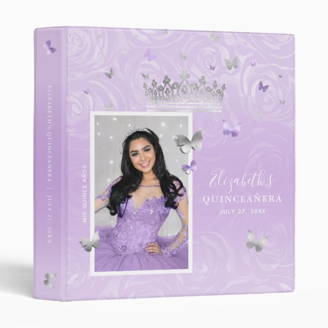 Classeur Argent et lumière violet Rose Album photo livre d' (Devant/Côté)