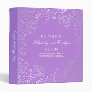 Classeur Argent et mariage vintage floral pourpre