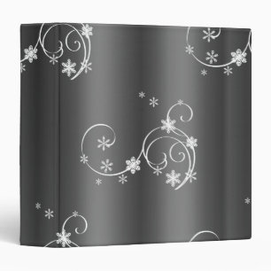 Classeur Argent foncé métallique, perles blanches Noël