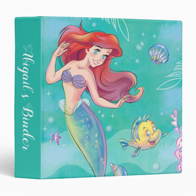 Classeur Ariel | La Petite Sirène - Aquarelle (Devant/Côté)
