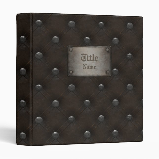 Classeur Armure en cuir cloutée avec la plaque (Devant/Côté)