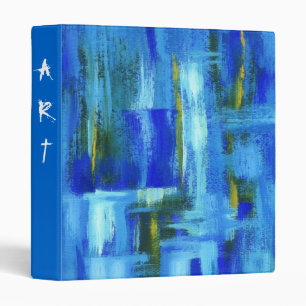 Classeur Art abstrait peignant des traçages bleus d'or ver
