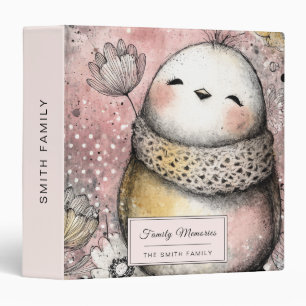 Classeur Art aquarelle florale de chouette fantaisiste