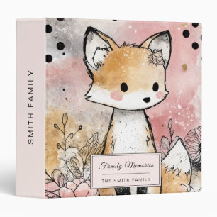 Classeur Art aquarelle florale renard fantaisiste