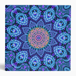 Classeur Art bleu fleuri de kaléidoscope de vibrations de