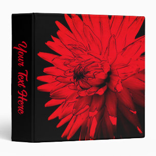 Classeur Art de fleur de dahlia personnalisé rouge vif