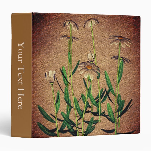 Classeur Art de fleurs de marguerites personnalisé (Devant/Côté)