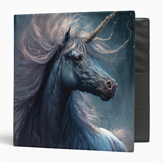 Classeur Art de l'Imaginaire de la licorne noire (Devant/Intérieur)