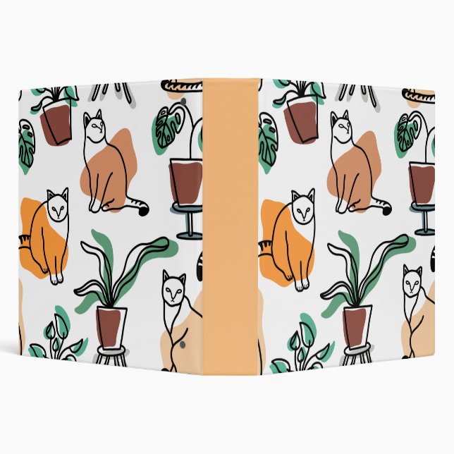 Classeur Art de trait dessin chats et fleurs (Arrière-plan)