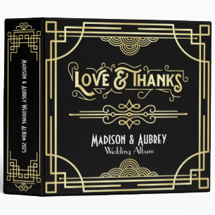 Classeur Art Déco Amour & Merci Gold Black Wedding Album