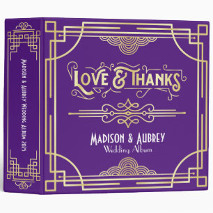 Classeur Art Déco Amour & Merci Gold Purple Mariage Album