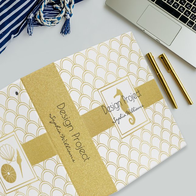 Classeur Art Déco Ocean Wave Patten Gold Parties scintillan (Créateur téléchargé)