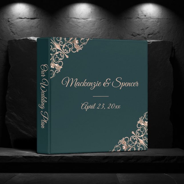 Classeur Art déco rétro | Green Rose Gold Photo Scrapbook (Créateur téléchargé)