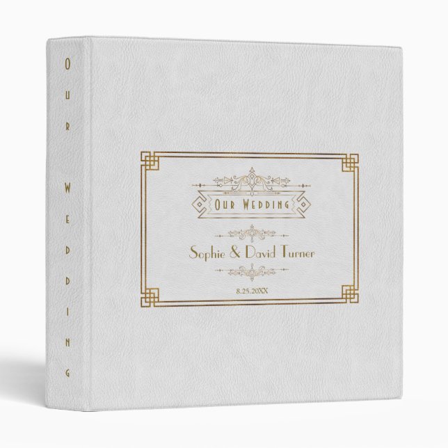 Classeur Art Déco White Gatsby 1920 Mariage Album photo (Devant/Côté)