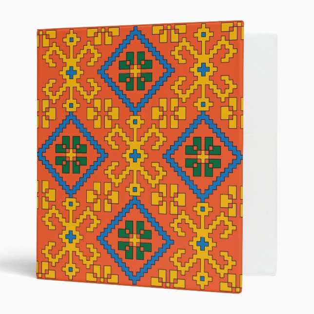 Classeur Art folklorique letton orange d'Alsunga (Devant/intérieur)