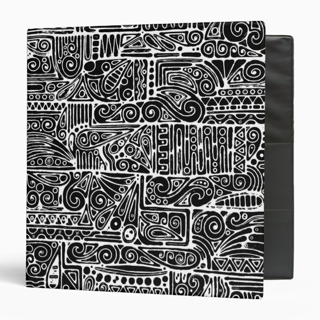 Classeur Art Géométrique Noir Et Blanc 2 (Devant/Intérieur)