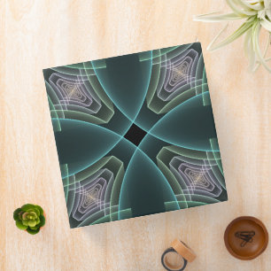Classeur Art graphique fractal géométrique sarcelle moderne