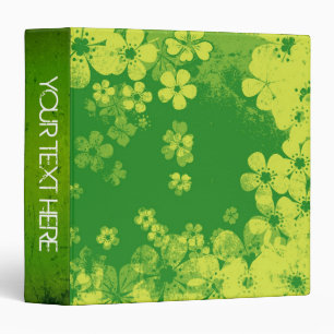 Classeur Art grunge vert motif floral et design moderne