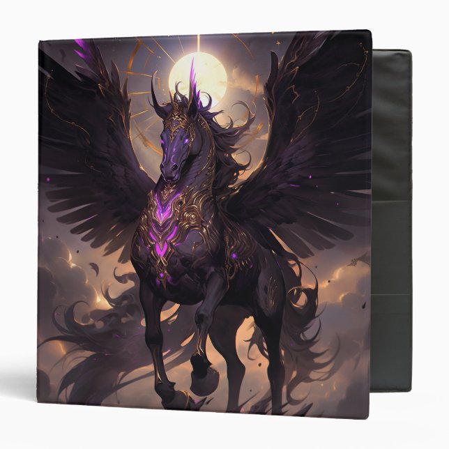 Classeur Art Imaginaire noir violet Unicorne (Devant/Intérieur)