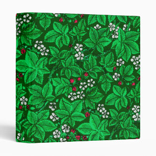 Classeur Art Nouveau Fraises et Feuilles, Vert Émeraude