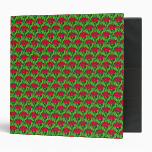 Classeur Art Nouveau rouge oeillets damas floral