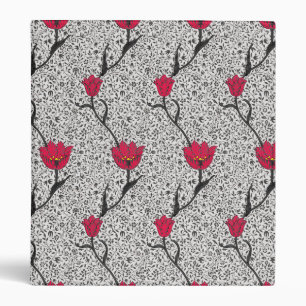 Classeur Art Nouveau Tulip Damask, gris et rouge