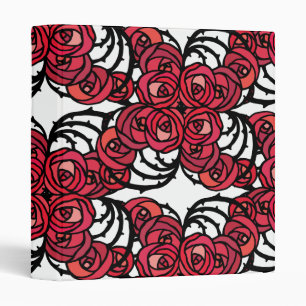 Classeur Art Nouveau Vignes florales rouges et noires roses