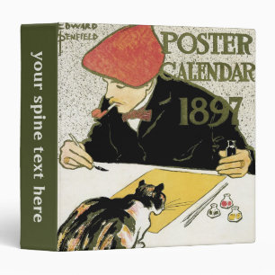 Classeur Art Nouveau vintage, artiste peignant avec son cha