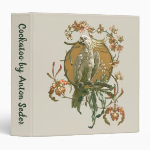Classeur Art Nouveau vintage, Cockatoo Bird, Fleurs d'orchi