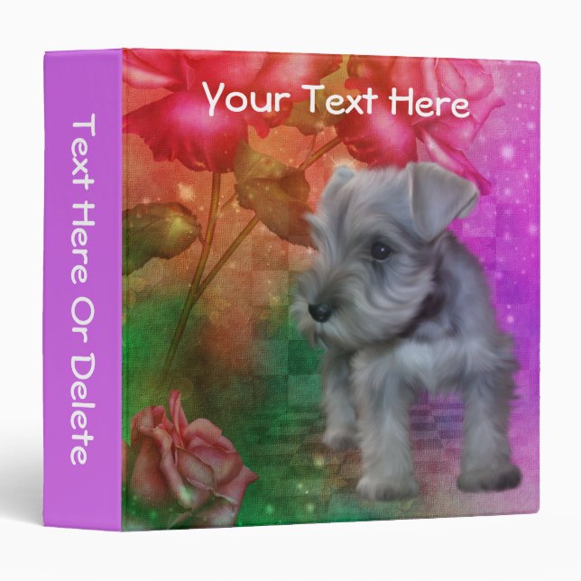 Classeur Art personnalisé de chiot Schnauzer  (Devant/Côté)