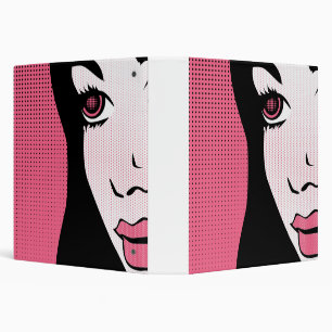 Classeur Art Pop Moderne de Bande Dessinée du Visage Fémini