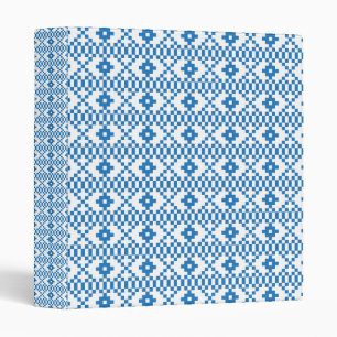 Classeur Art populaire ethnique letton bleu et blanc