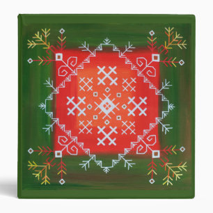 Classeur Art populaire letton vintage avec symboles peintur