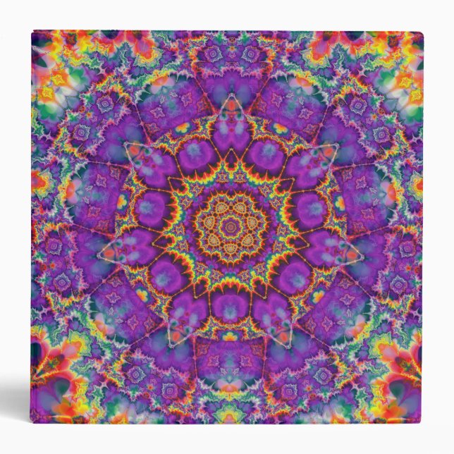 Classeur Art pourpre de kaléidoscope d'arc-en-ciel de fleur (Devant)