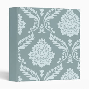 Classeur Art Rococo Damassé I Bleu Canard + Sarcelle