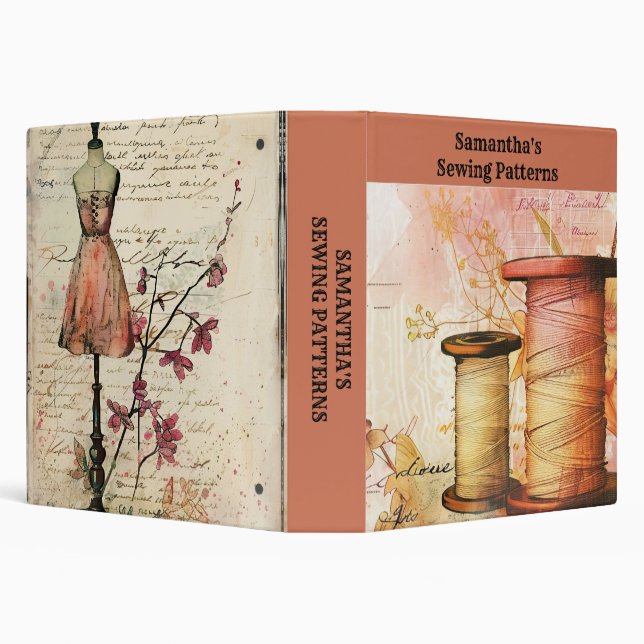 Classeur Artisanat Retro Sewing Seamstress Personnalisé (Arrière-plan)